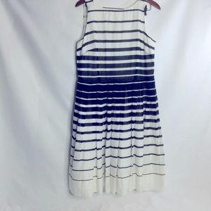 Talbots Midi Dress White Black Stripes 14